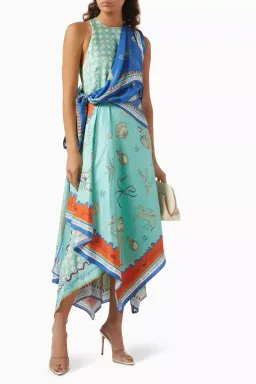 ALEMAIS Surrealist Summer Scarf Midi Dress Blue Size 8 AU for rent on The Volte - image 4