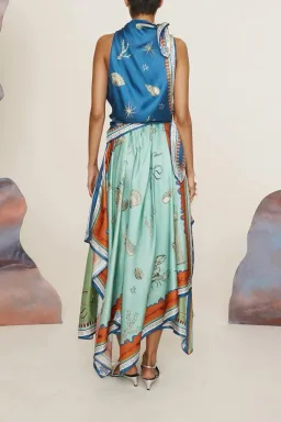 ALEMAIS Surrealist Summer Scarf Midi Dress Blue Size 8 AU for rent on The Volte - image 10
