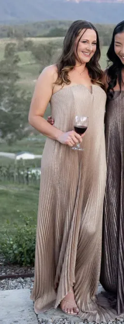 L’IDEE Black Tie Gown Gold Shimmer for rent on The Volte - image 2