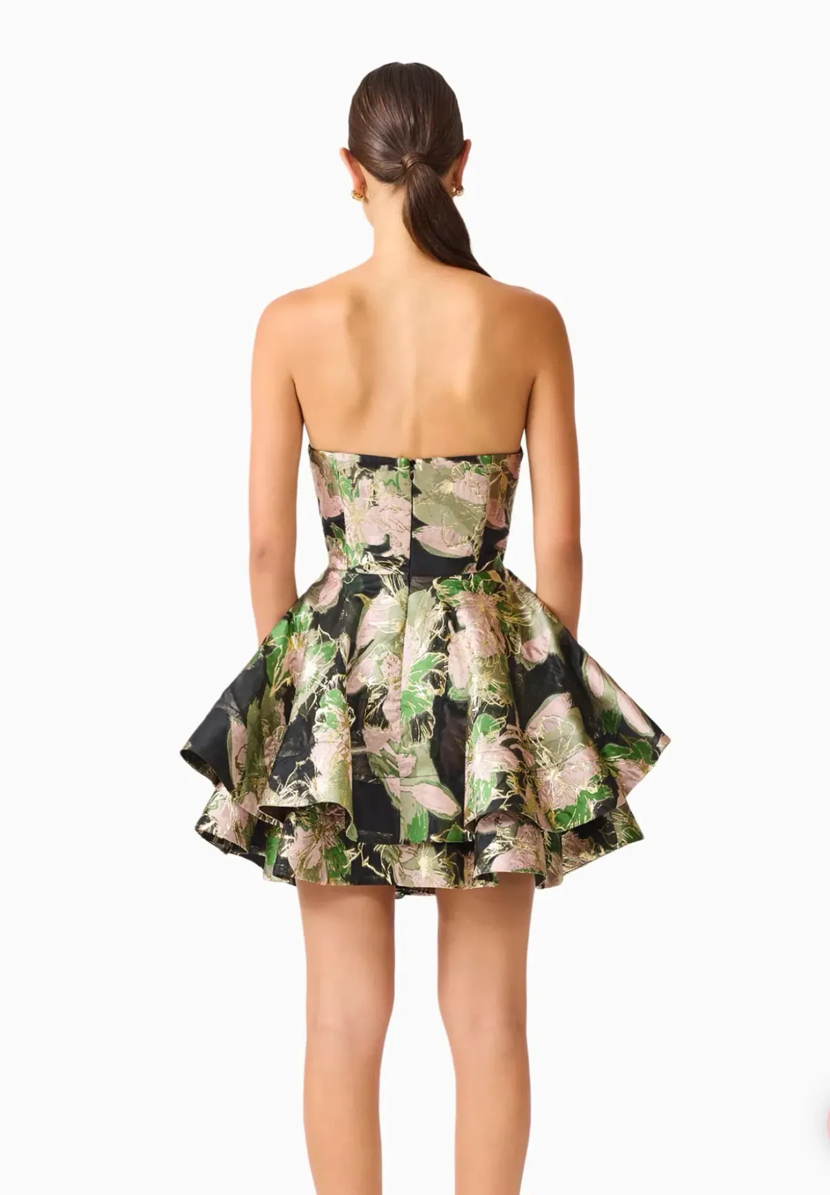 Elliatt Florayne Sweetheart Mini Dress in Black & Green Floral M - Image 2