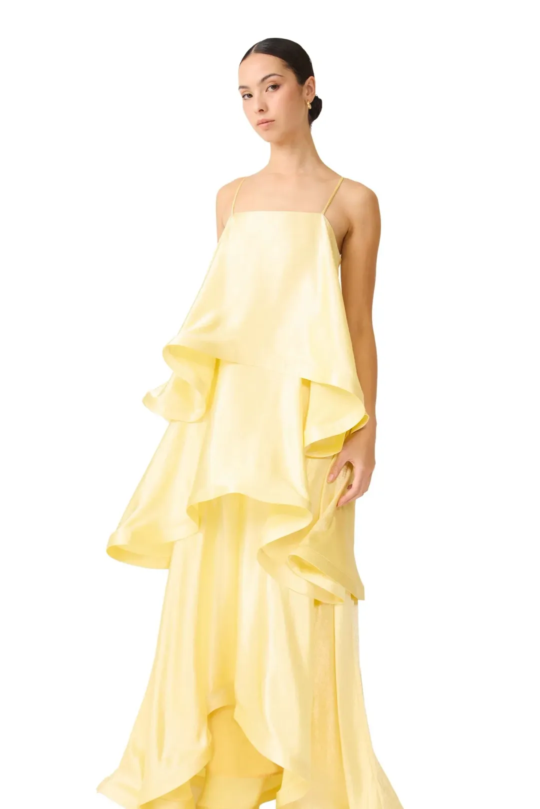 Elliatt Tilly Tiered Maxi Dress Yellow Size M for rent on The Volte - main image