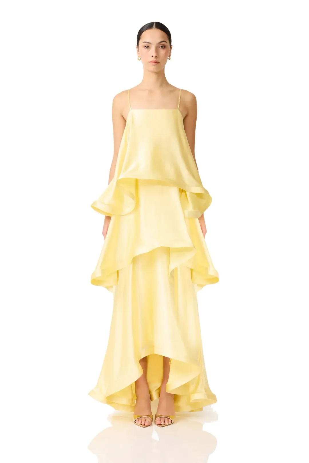 Elliatt Tilly Tiered Maxi Dress Yellow Size L for rent on The Volte - main image