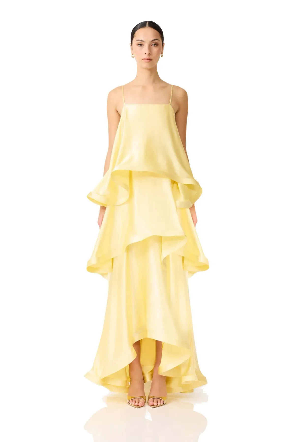 Elliatt Tilly Tiered Maxi Dress Yellow Size L - Image 1