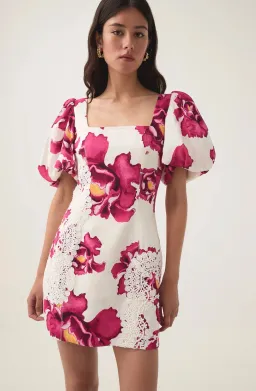 Aje Solace Lace Trim Mini Dress Boldly Blooming Size 14 for rent on The Volte - image 3
