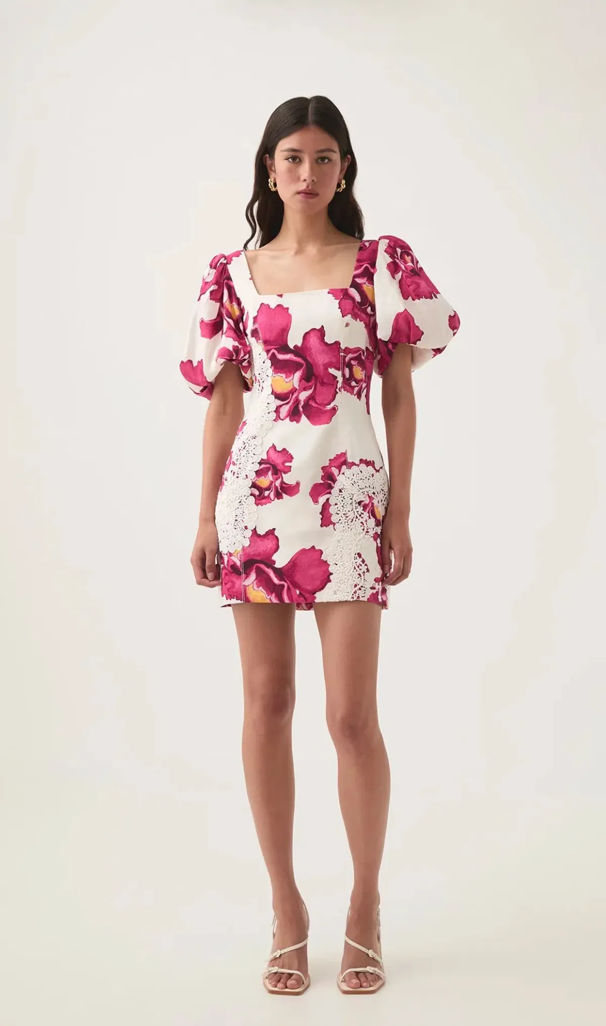 Aje Solace Lace Trim Mini Dress Boldly Blooming Size 14 for rent on The Volte - main image