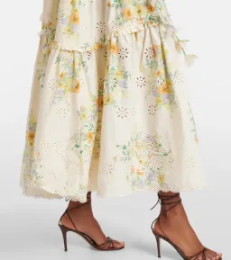 ALEMAIS Juliette Floral Tiered Cotton Midi Dress Cream Size 10 AU for rent on The Volte - image 4