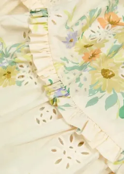 ALEMAIS Juliette Floral Tiered Cotton Midi Dress Cream Size 10 AU for rent on The Volte - image 9