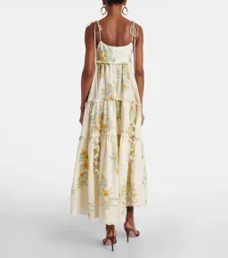 ALEMAIS Juliette Floral Tiered Cotton Midi Dress Cream Size 10 AU for rent on The Volte - image 2