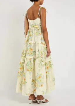 ALEMAIS Juliette Floral Tiered Cotton Midi Dress Cream Size 10 AU for rent on The Volte - image 8