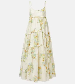 ALEMAIS Juliette Floral Tiered Cotton Midi Dress Cream Size 10 AU for rent on The Volte - image 5