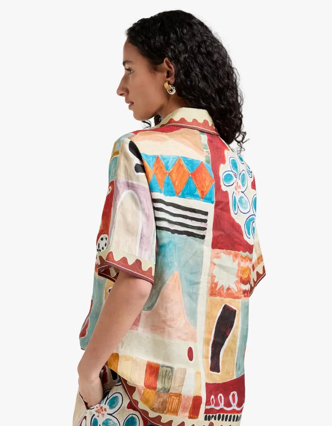 ALEMAIS Michelle Printed Linen Shirt & Short Set Size 10 AU for rent on The Volte - main image