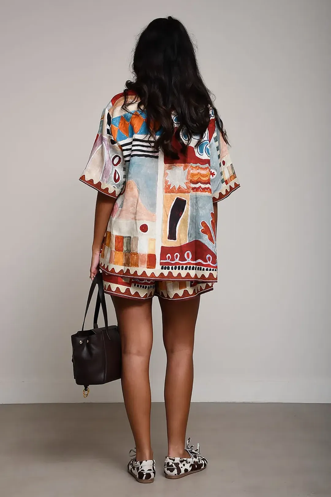 ALEMAIS Michelle Printed Linen Shirt & Short Set Size 10 AU for rent on The Volte - main image
