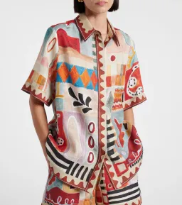 ALEMAIS Michelle Printed Linen Shirt & Short Set Size 10 AU for rent on The Volte - image 2