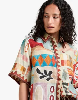 ALEMAIS Michelle Printed Linen Shirt & Short Set Size 10 AU for rent on The Volte - image 20