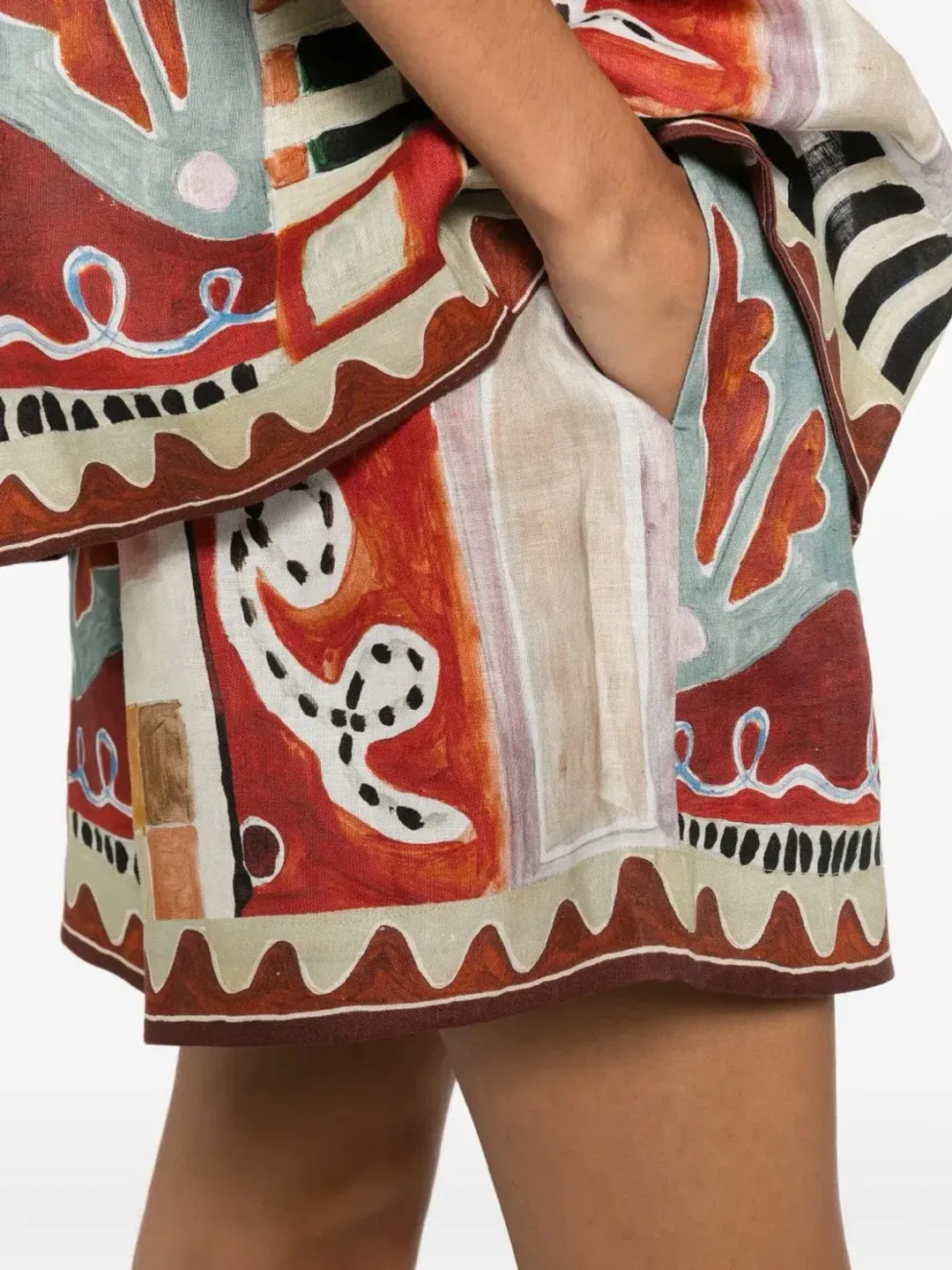 ALEMAIS Michelle Printed Linen Shirt & Short Set Size 10 AU for rent on The Volte - main image