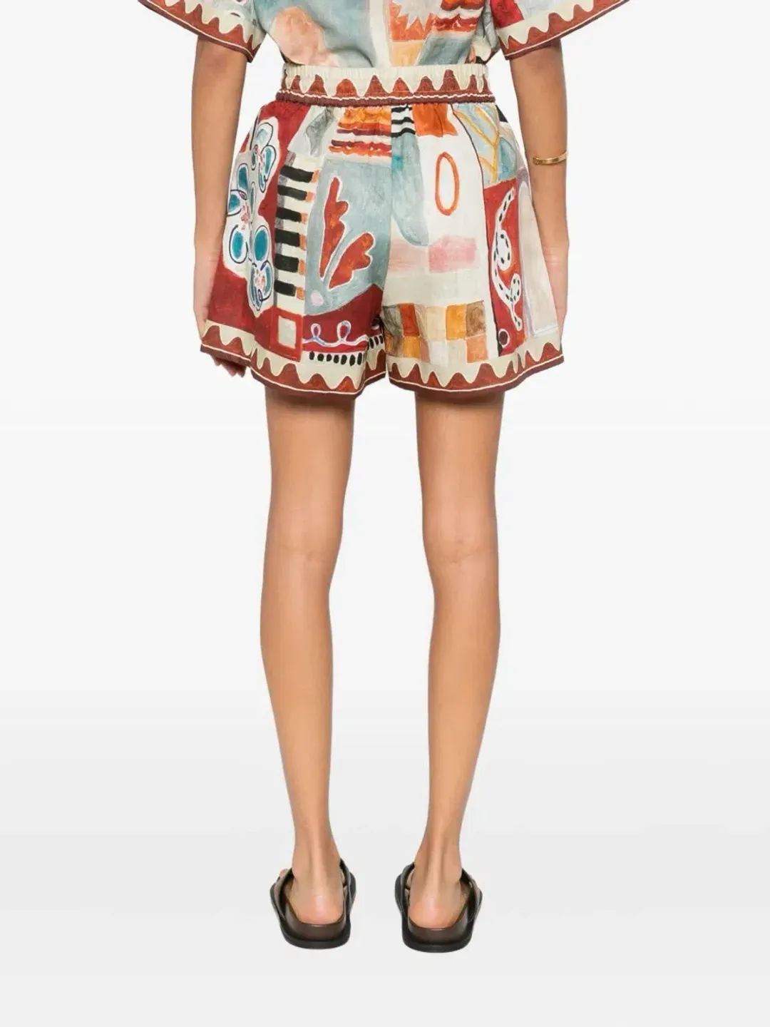 ALEMAIS Michelle Printed Linen Shirt & Short Set Size 10 AU for rent on The Volte - main image