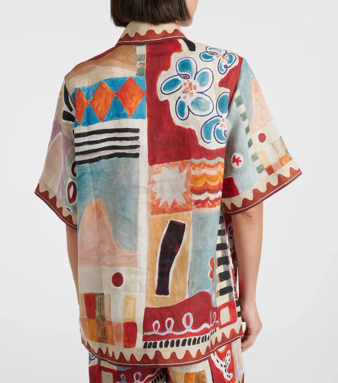 ALEMAIS Michelle Printed Linen Shirt & Short Set Size 10 AU for rent on The Volte - main image