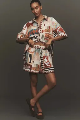 ALEMAIS Michelle Printed Linen Shirt & Short Set Size 10 AU for rent on The Volte - image 25