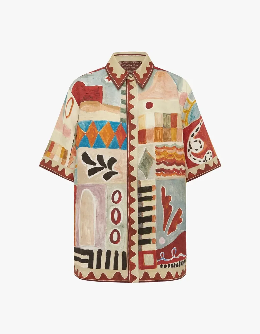 ALEMAIS Michelle Printed Linen Shirt & Short Set Size 10 AU for rent on The Volte - main image