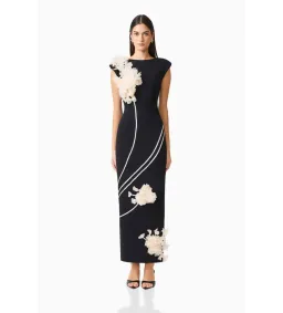 Elliatt Martina Applique Gown in Black Size L/AU12 for rent on The Volte - image 1