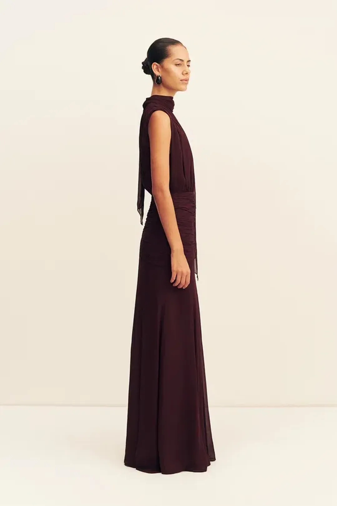 Shona Joy Amina Scarf Dress Size 6 Burgundy for rent on The Volte - main image