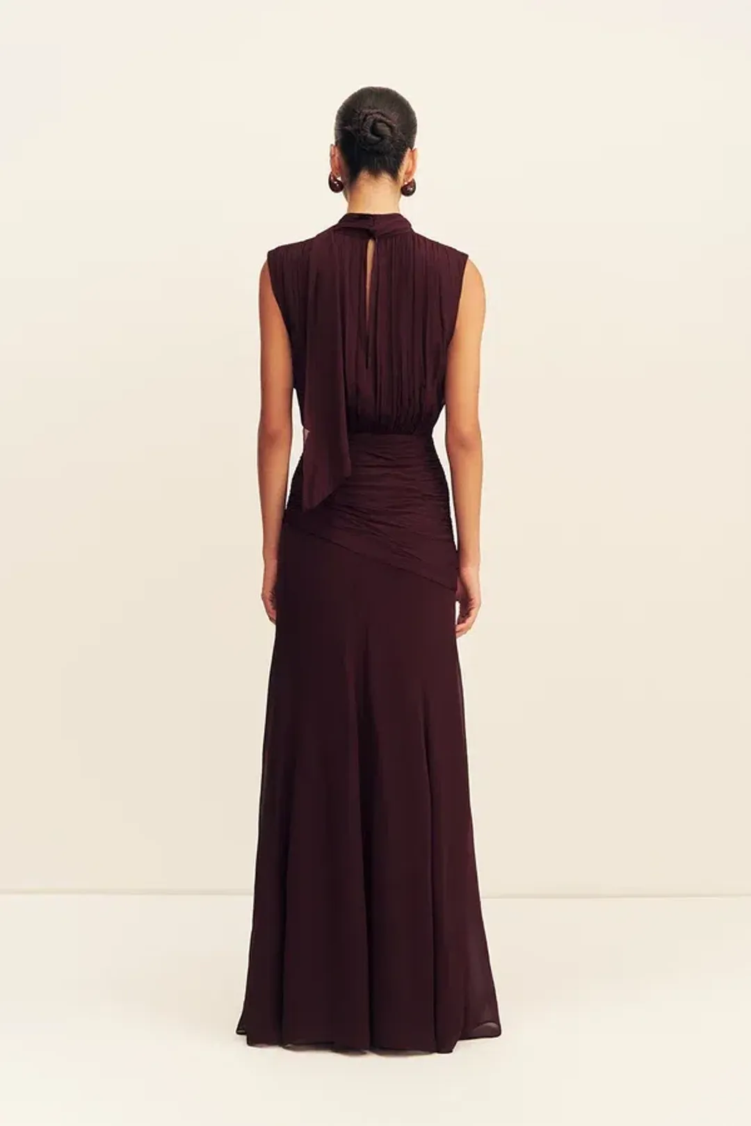 Shona Joy Amina Scarf Dress Size 6 Burgundy for rent on The Volte - main image
