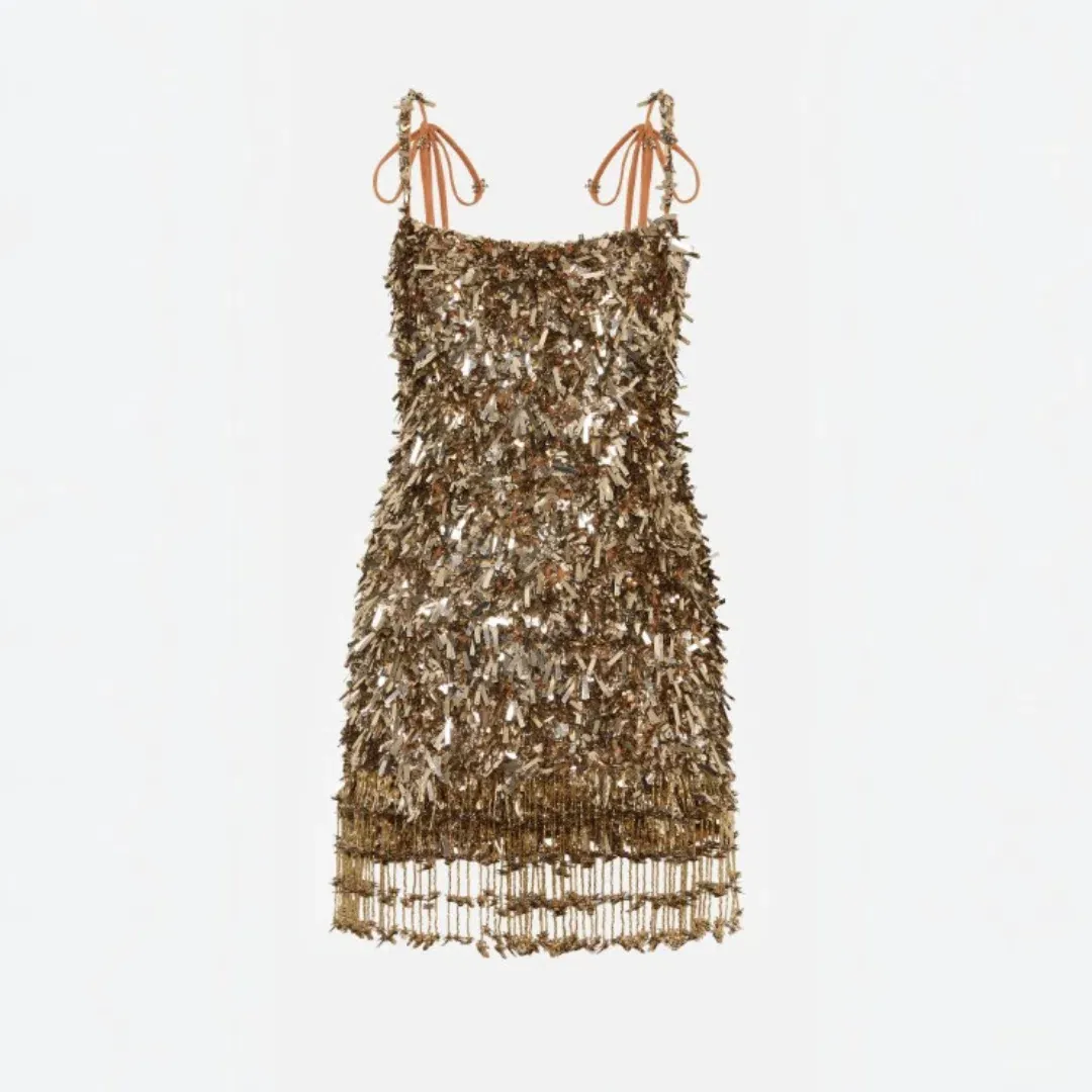 Rachel Gilbert Posie Mini In Gold Size 12 AU for rent on The Volte - main image