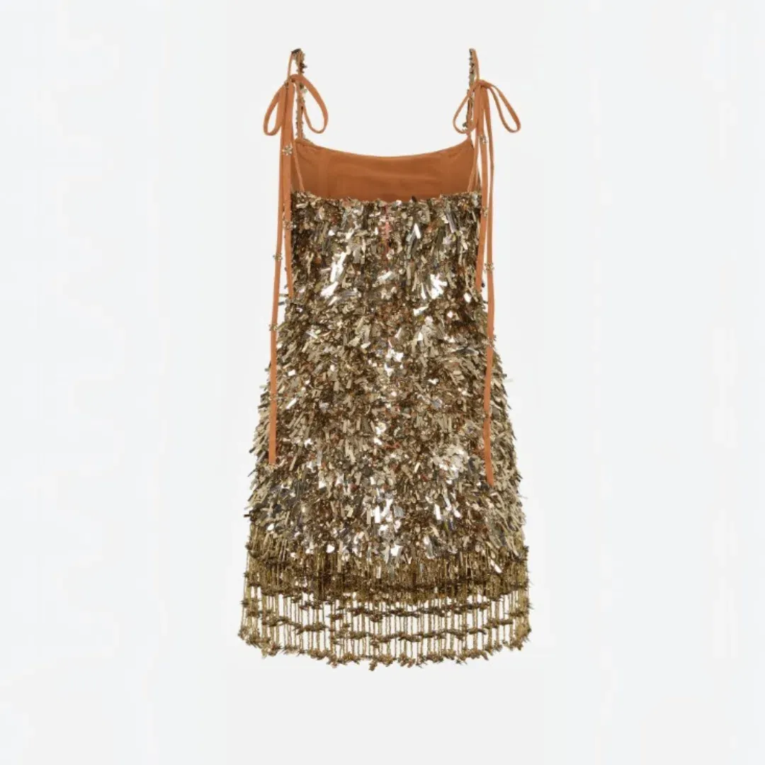 Rachel Gilbert Posie Mini In Gold Size 12 AU for rent on The Volte - main image