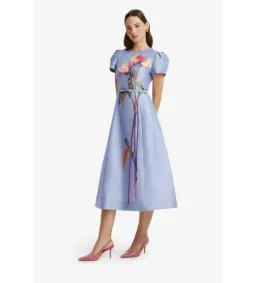 Leo Lin Marguerite Short Sleeve Midi Dress in Rose in Periwinkle Size AU8 for rent on The Volte - image 2