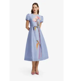 Leo Lin Marguerite Short Sleeve Midi Dress in Rose in Periwinkle Size AU8 for rent on The Volte - image 1