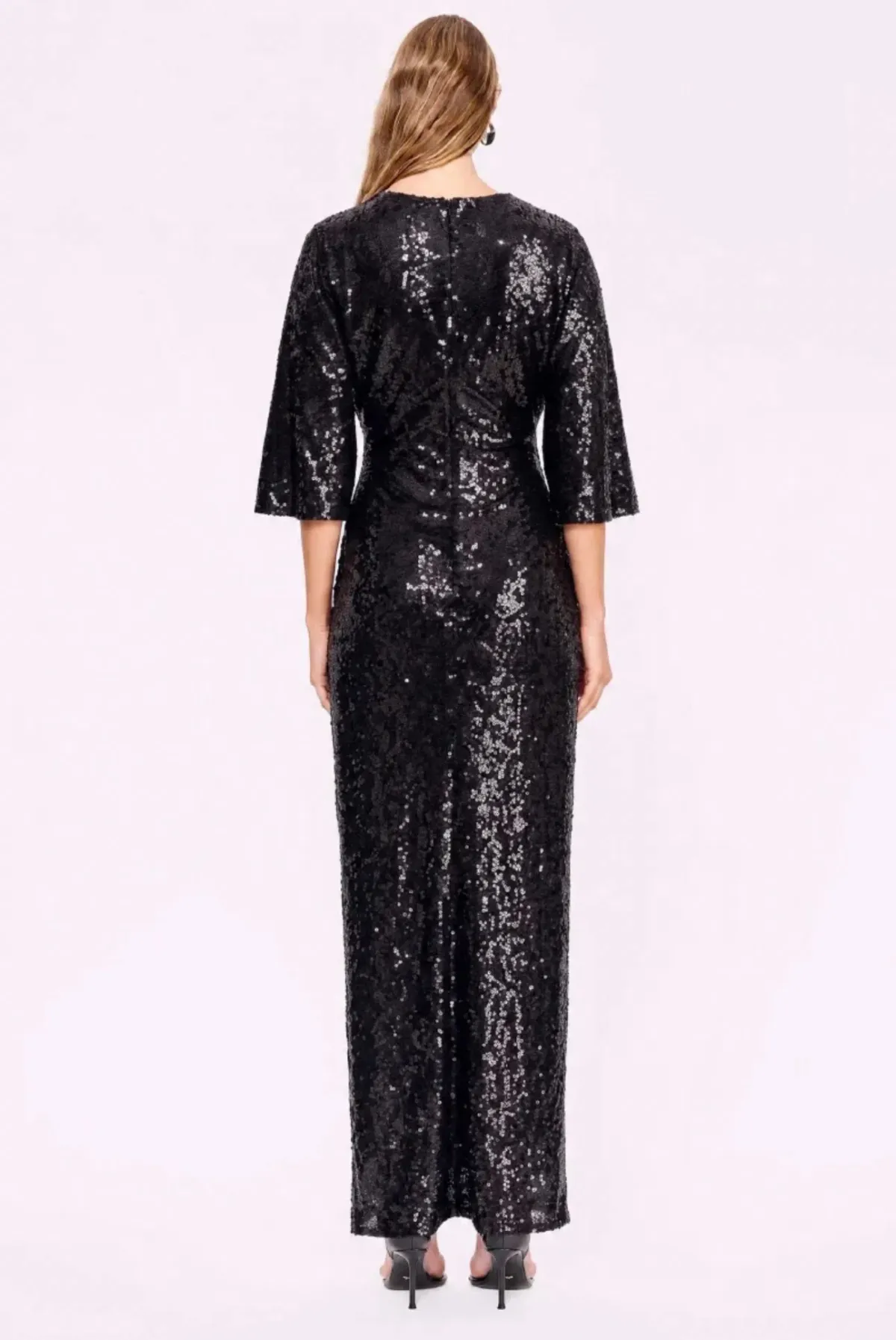 AVA SEQUIN CAPE MAXI DRESS-BLACK AU 12 - Image 3