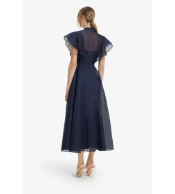 Leo Lin Elsie Flutter Sleeve Midi Dress in Midnight Size AU12 for rent on The Volte - image 3