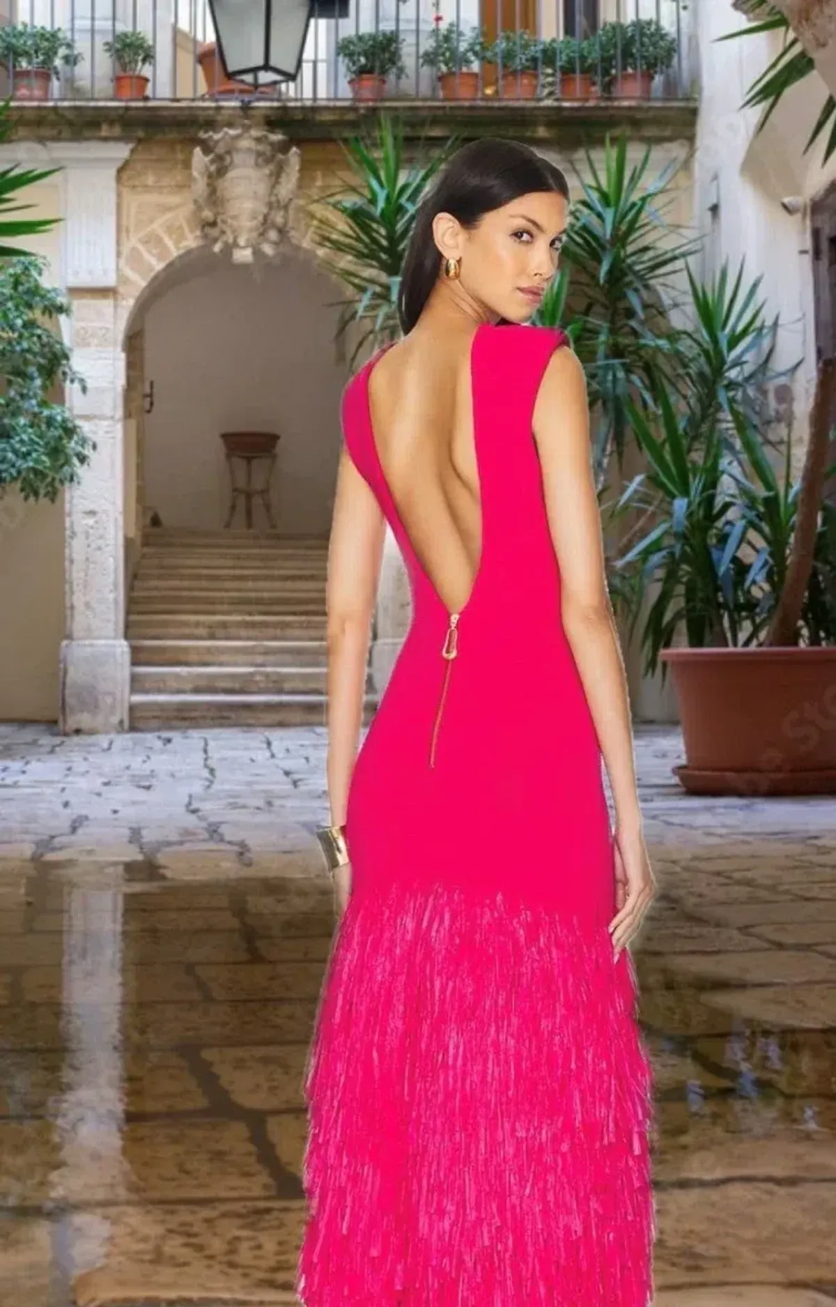 Aje Raffia Knit Midi Dress Deep Fuschia Size XS / AU 6 - Image 1