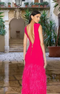 Aje Raffia Knit Midi Dress Deep Fuschia Size XS / AU 6 for rent on The Volte - image 1