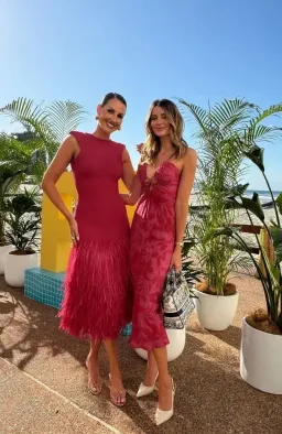 Aje Raffia Knit Midi Dress Deep Fuschia Size XS / AU 6 for rent on The Volte - image 3