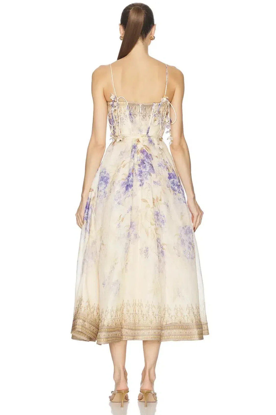 ZIMMERMANN THE DAWNING PICNIC DRESS LILAC FLORAL SIZE 1 /AU 10 for rent on The Volte - main image