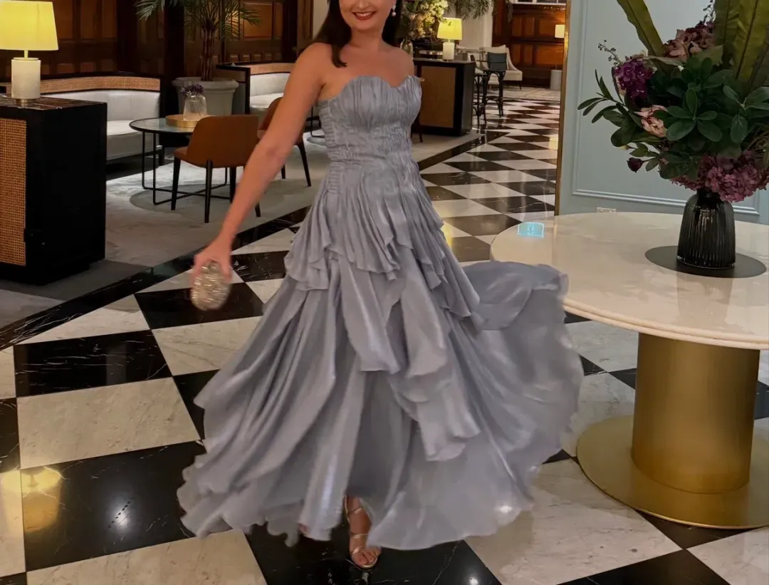 Aje Gleam Gown Metallic Blue, Size 4 for rent on The Volte - main image