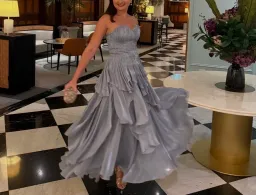 Aje Gleam Gown Metallic Blue, Size 4 for rent on The Volte - image 1