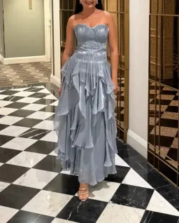 Aje Gleam Gown Metallic Blue, Size 4 for rent on The Volte - image 3