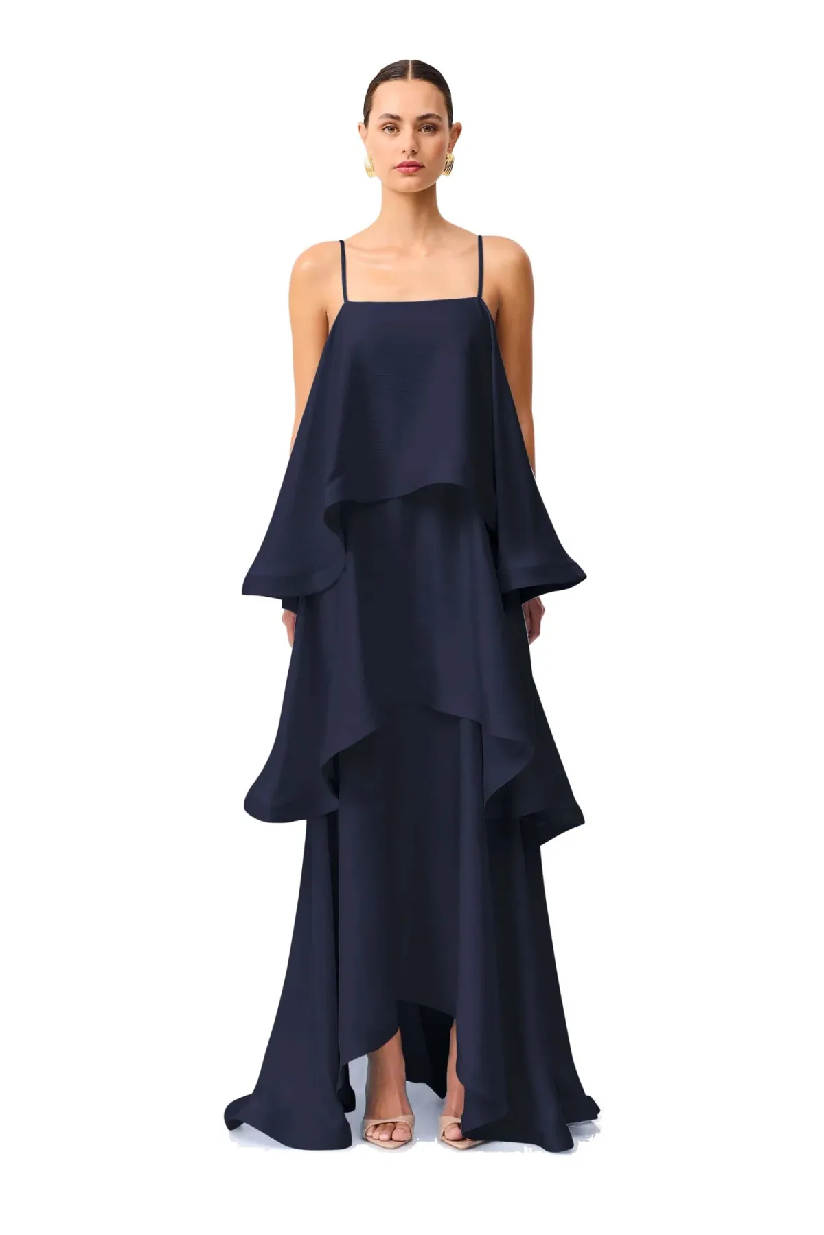 Elliatt Tilly Tiered Maxi Dress Navy Size L - Image 1