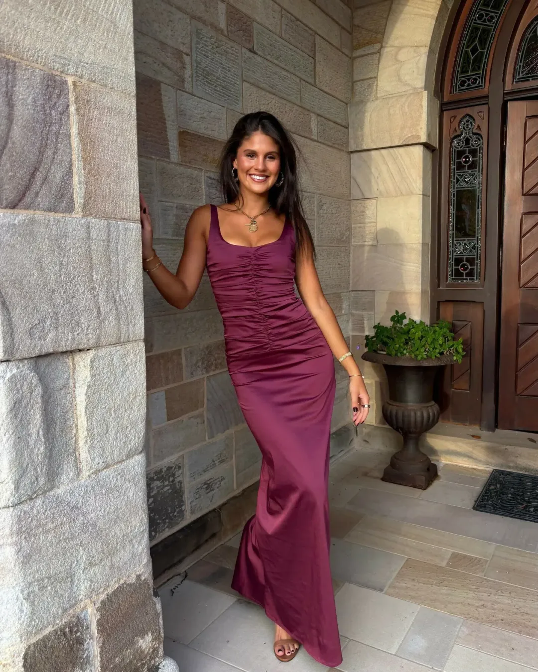 Ance Gria Atlein Gown Maxi Plum Size S for rent on The Volte - main image