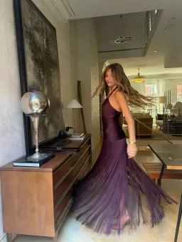 Meshki Tiffany Fringe Maxi Dress Plum Size S for rent on The Volte - image 5