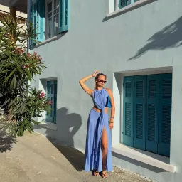Koster Kulture Sola Top & Skirt Set Maxi Cerulean Size XS for rent on The Volte - image 9