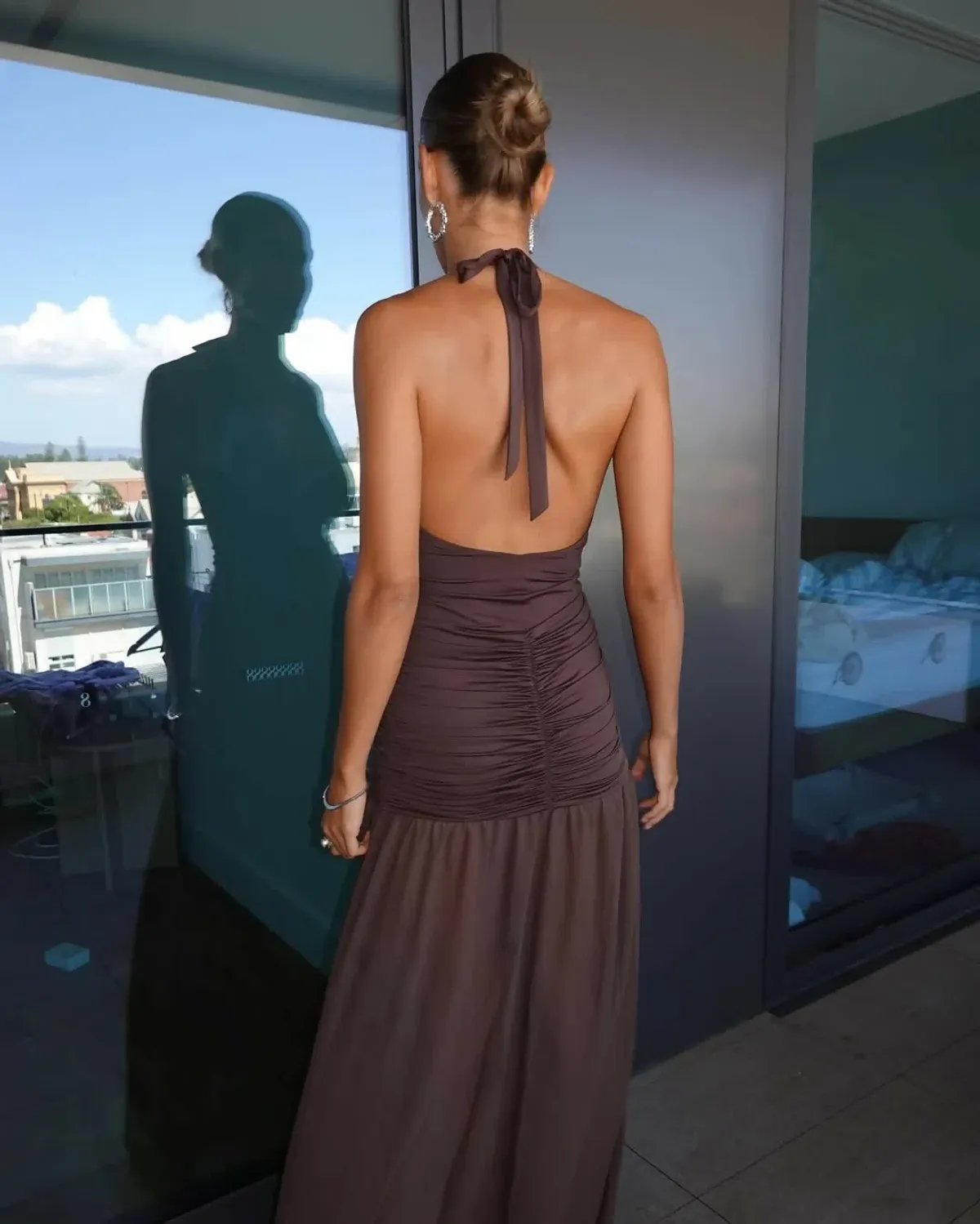 JGR & STN Crawford Halter Maxi Dress Brown Size XS - Image 2