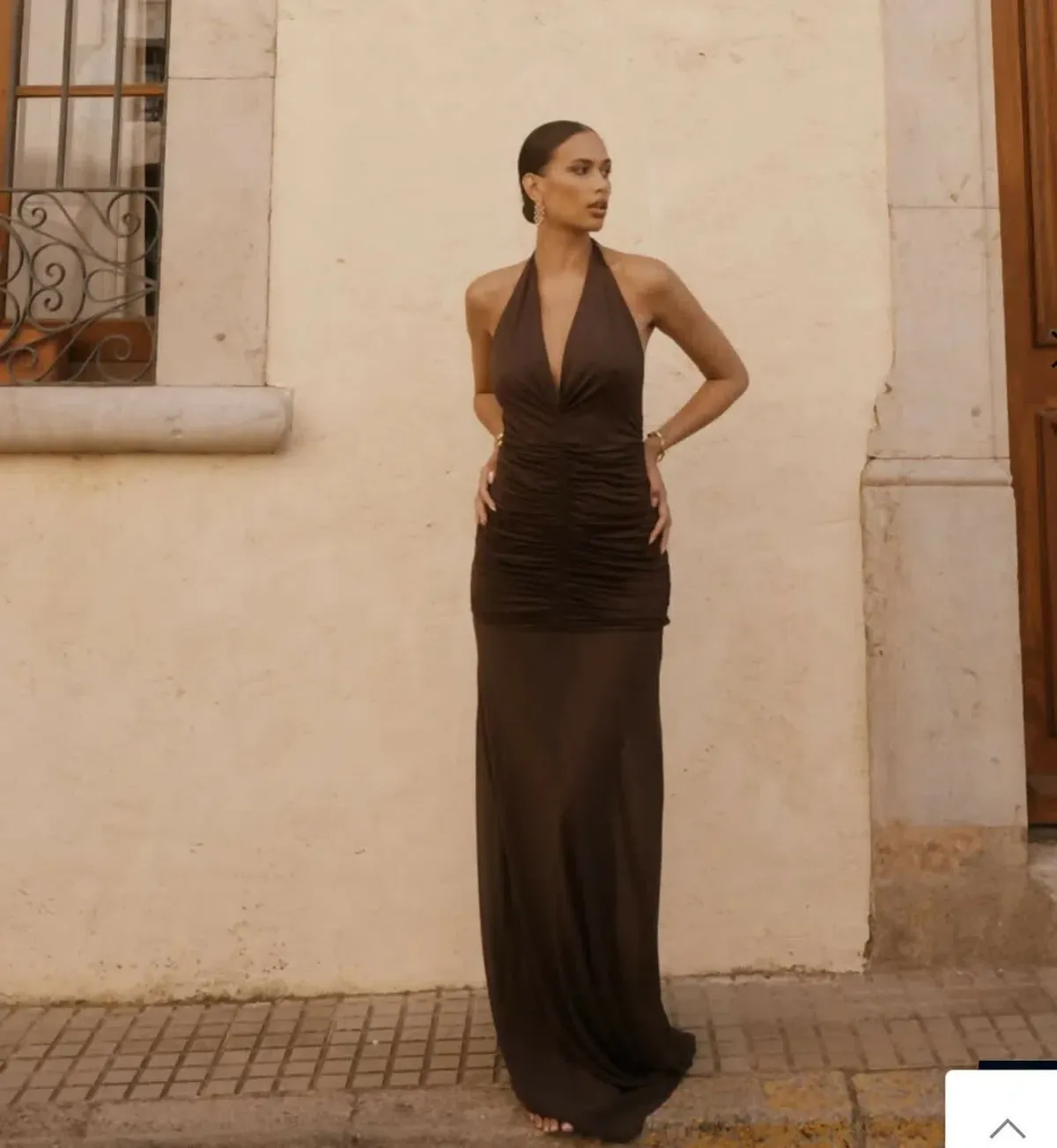 JGR & STN Crawford Halter Maxi Dress Brown Size XS - Image 3