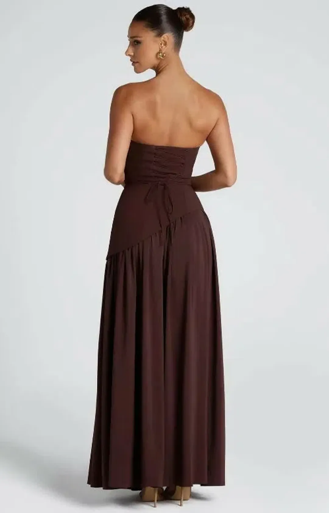 Babyboo Maliyah Maxi Dress Plum Brown Size M for rent on The Volte - main image