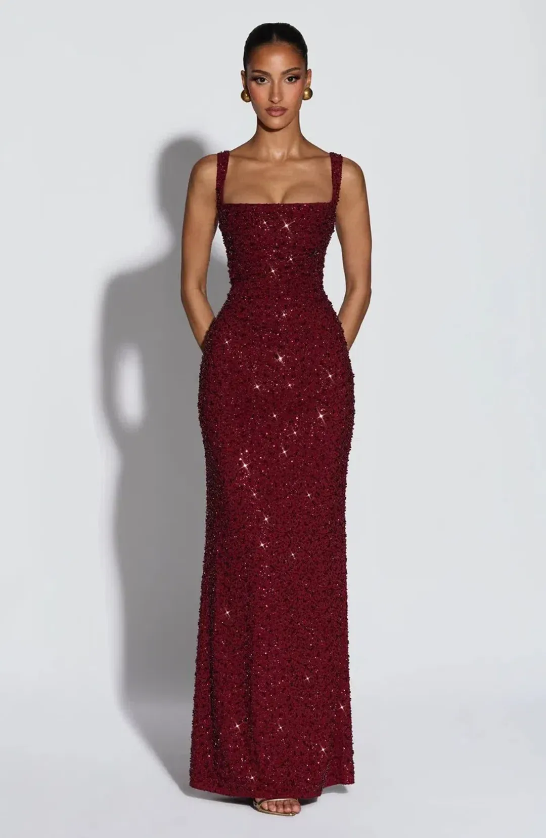 BABY BOO CALANTHE MAXI BURGUNDY SPARKLE / SIZE 10 for rent on The Volte - main image