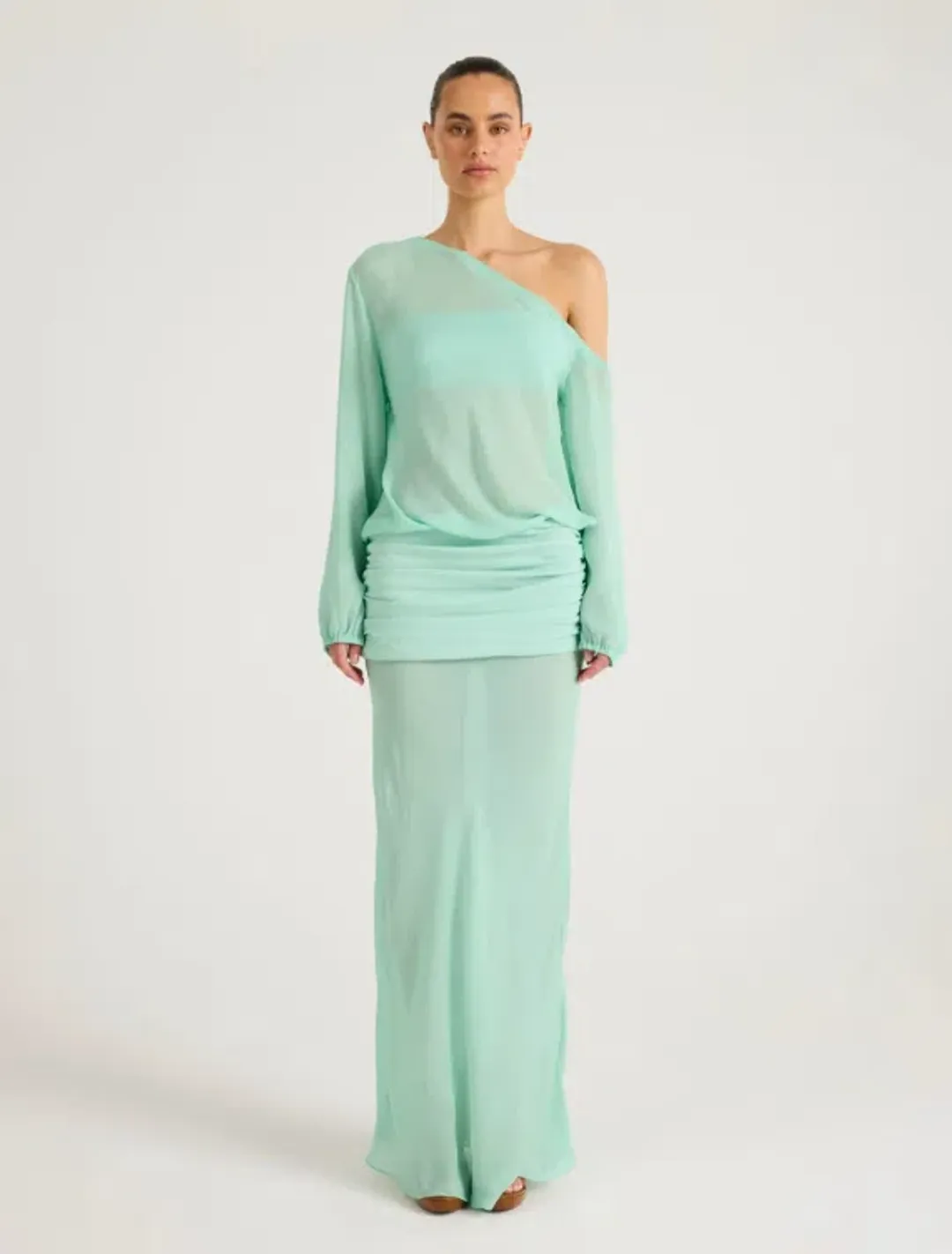 BENNI Jessa Maxi Dress in Seafoam Size 8 for rent on The Volte - main image