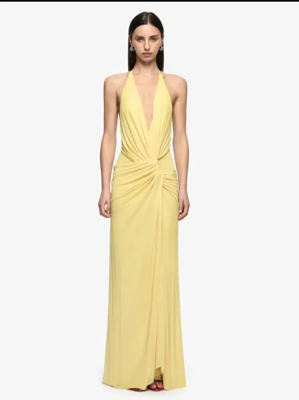 Bec + Bridge Xanthi V Neck Maxi Dress in Citron Yellow Size S for rent on The Volte - main image