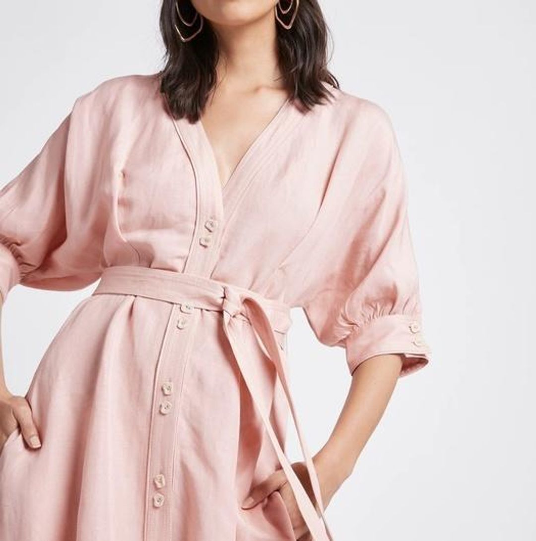 Aje Ennoble Midi Dress Pink Size 6 for rent on The Volte - main image